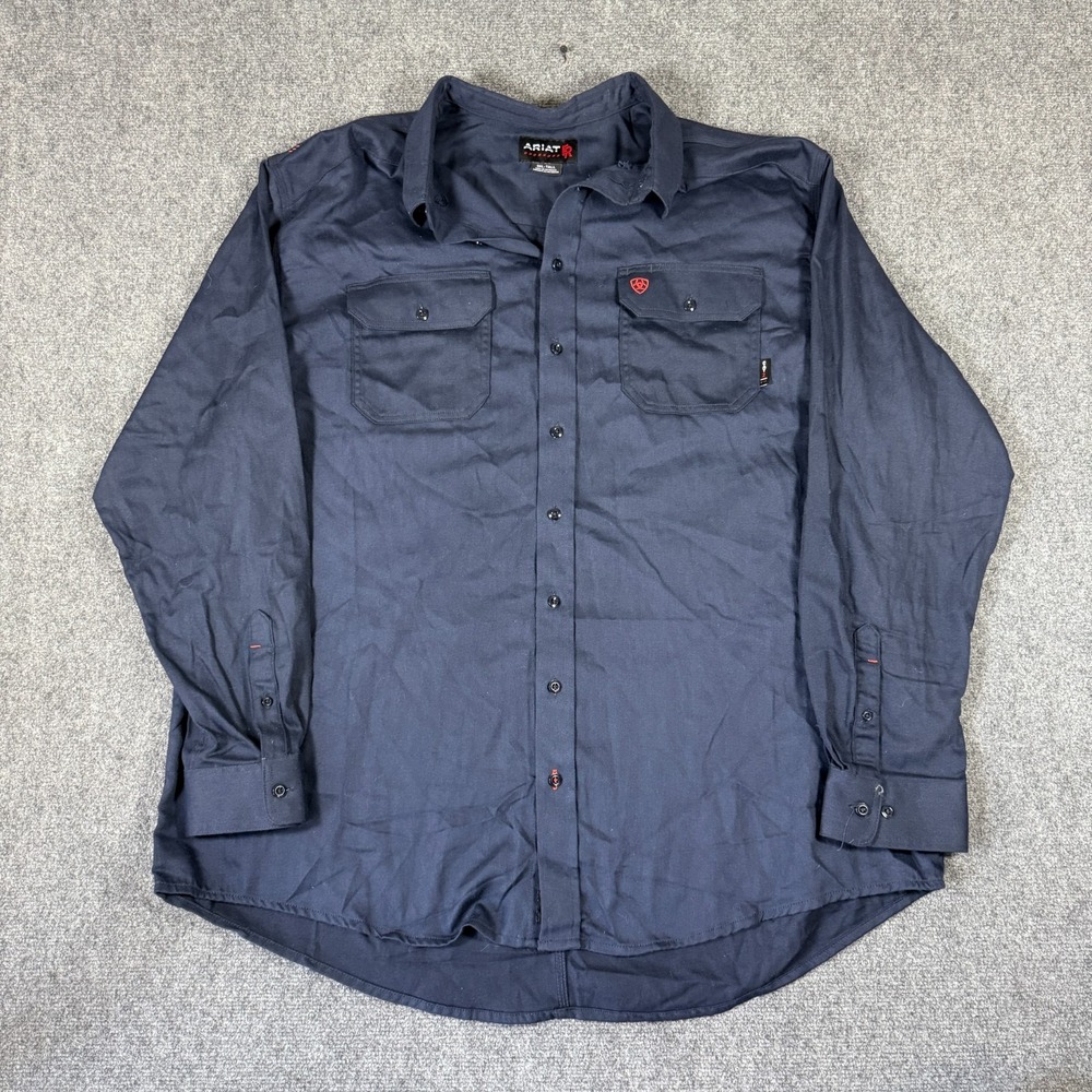Ariat FR Shirt Mens 3XLT Navy Blue Long Sleeve Flame Resistant CAT 2 Workwear